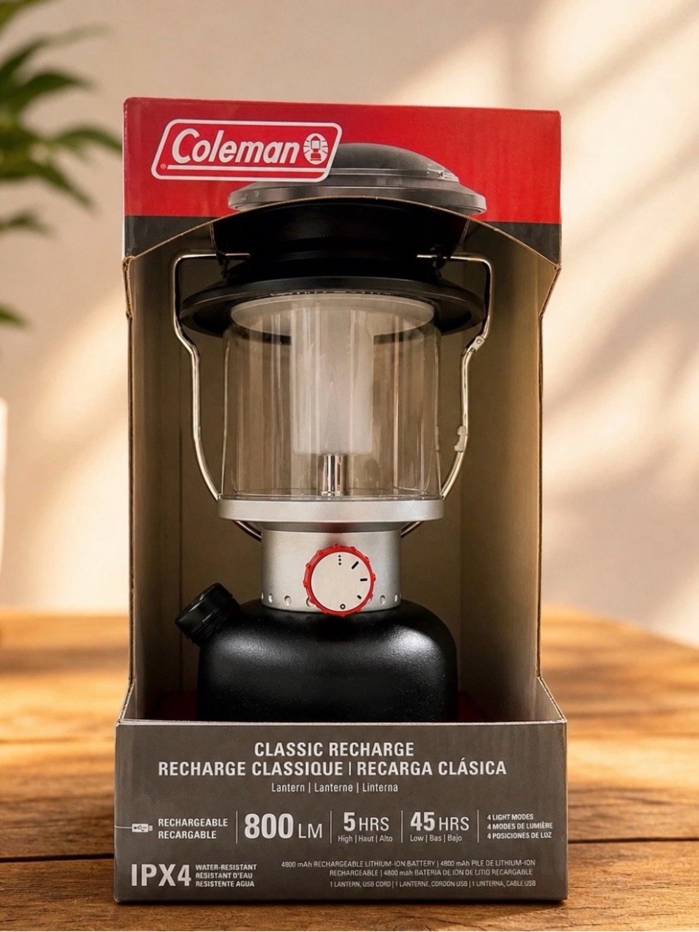 Coleman Rechargeable LED Lantern in Black, Silver & Red